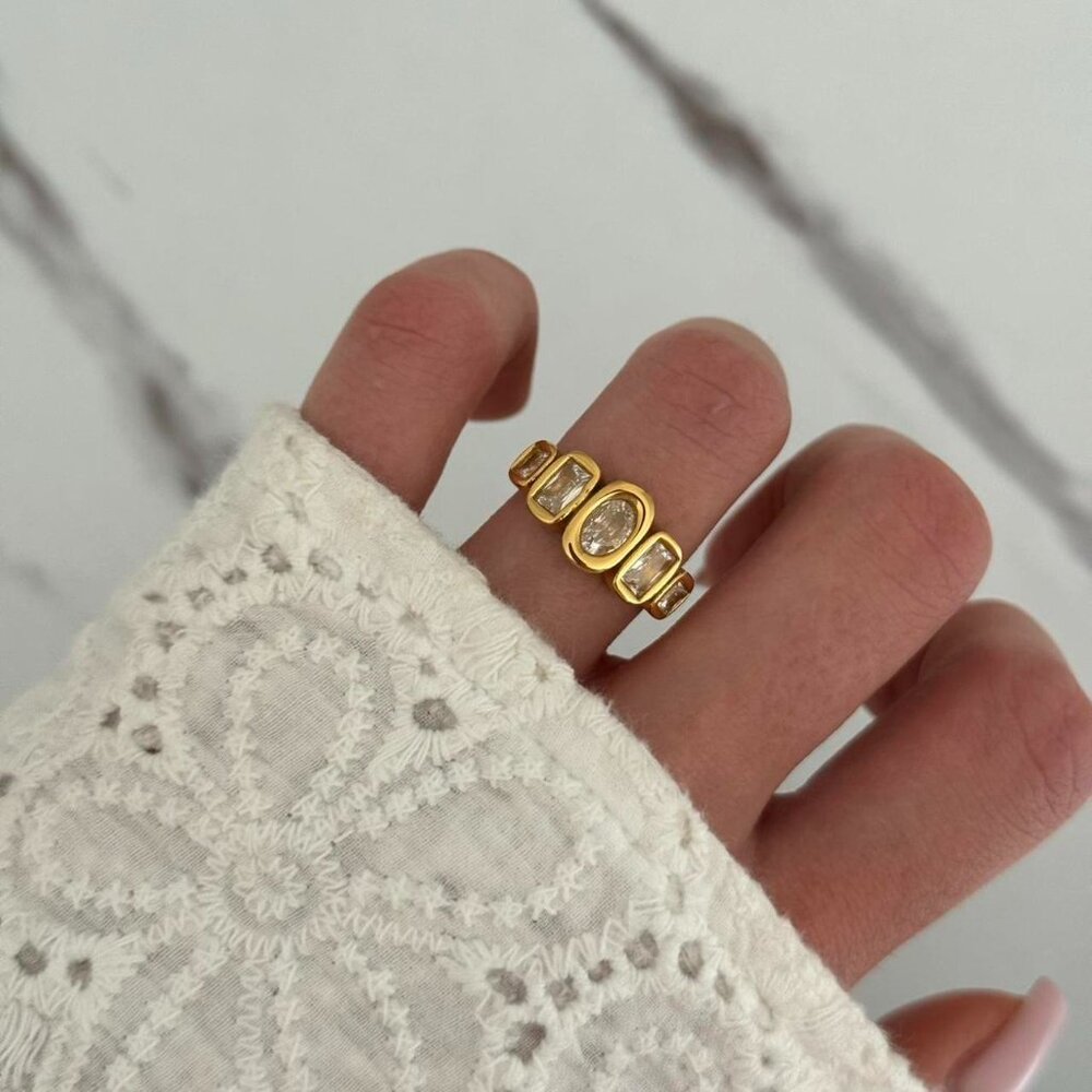 SKU0470 gold ring zircon stone made of high-quality materials stainless steel‎